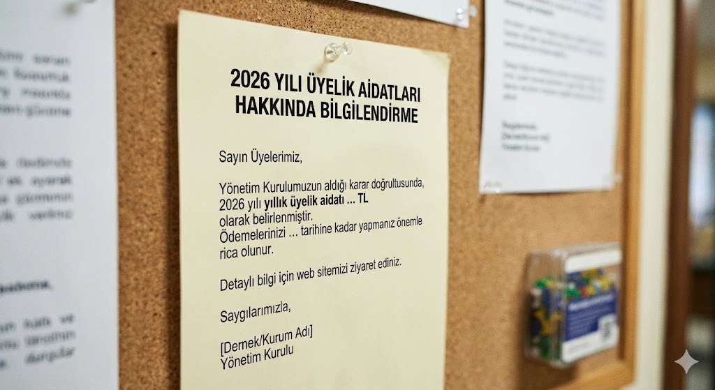 2026 Yılı Üyelik Aidatları Hakkında Bilgilendirme